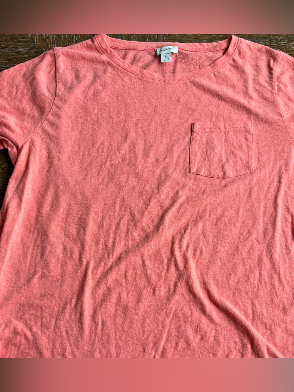 J. Crew Coral Pocket Crewneck Tee